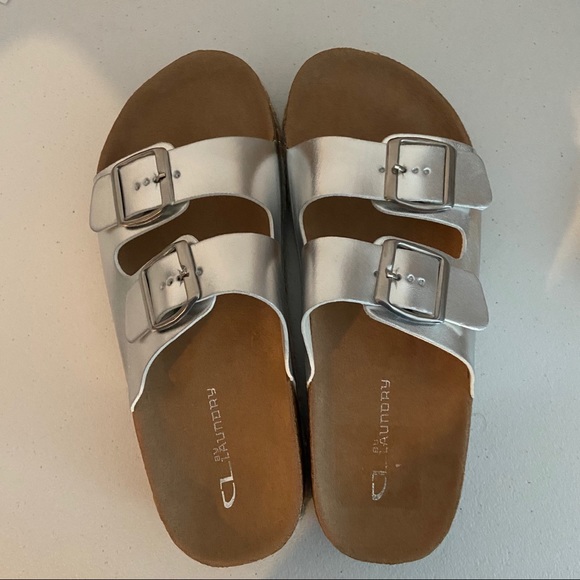 Chinese Laundry Shoes - Silver Buckle Sandals Birkenstock Style